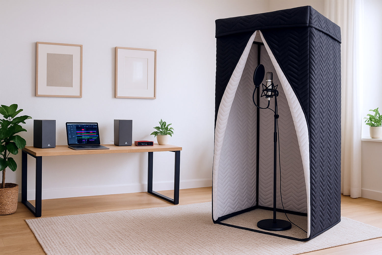 Die VOXLY Portable Vocal Booth – professioneller Sound überall, kompakt, elegant und perfekt für Recording, Podcast oder Voiceover.
