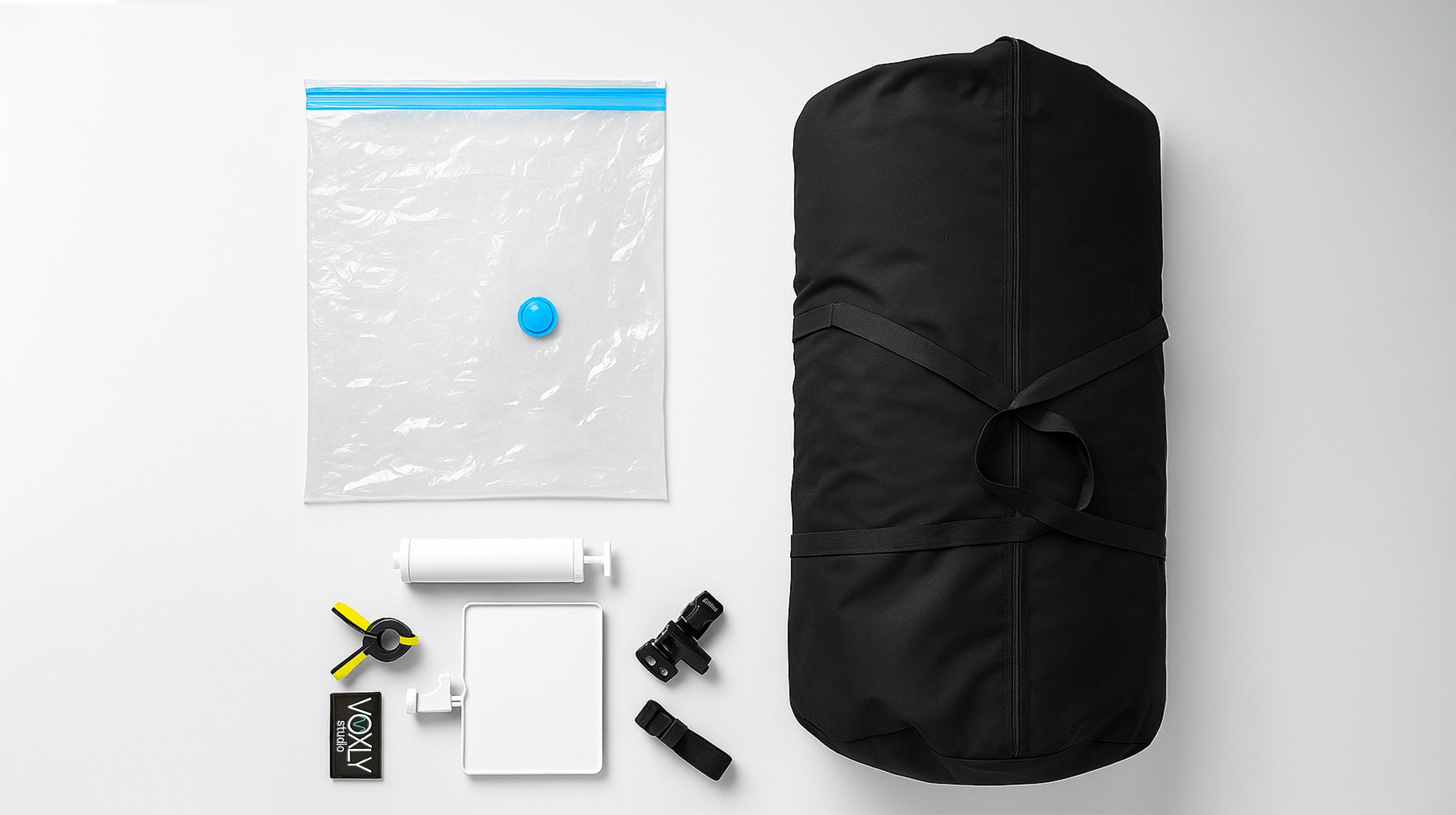 Transporttasche mit Zubehör der VOXLY Booth – kompakt verpackt